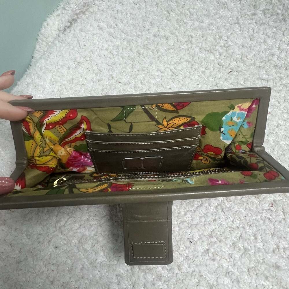Latico Leather Frame Clutch Bag w Floral Lining 10” X 6” Buttery Soft Leather - Picture 6 of 10